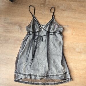 Oscar de la Renta sheer mesh nightie with back tie Sz XL